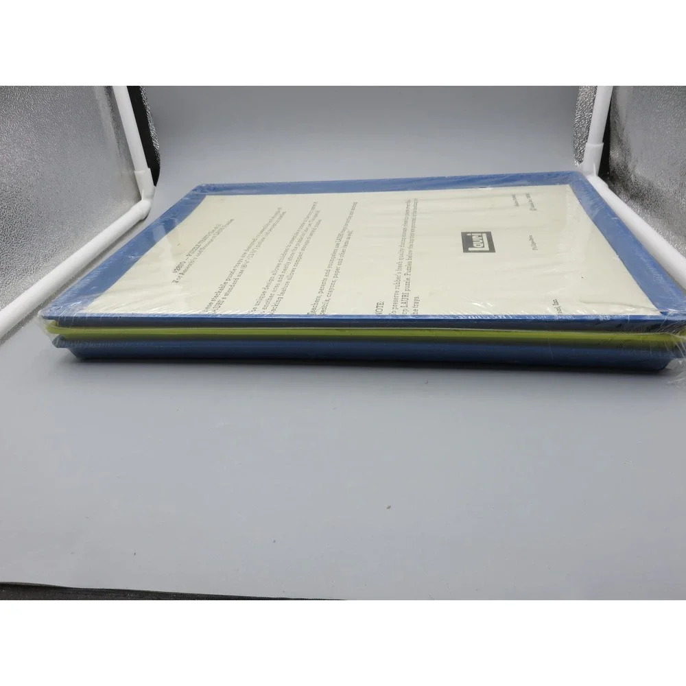 Vintage 1985 Lauri Puzzle Trays Set of 3 Blue Yellow Stackable Storage 2810 NEW